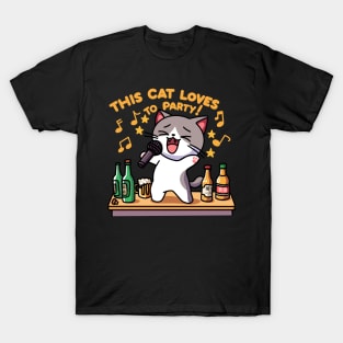 This Cat Loves to Party! Dark Variant T-Shirt